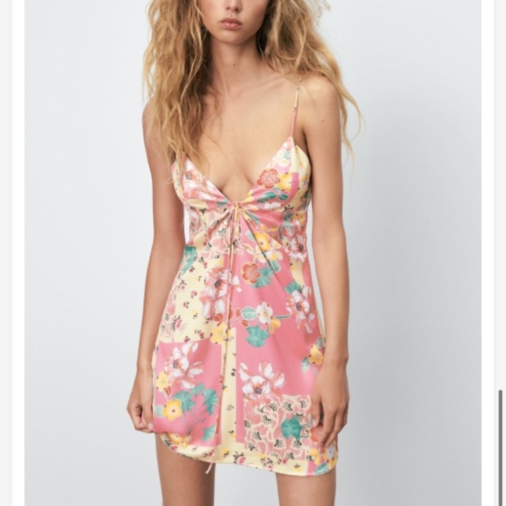 Satin Effect Print Dress
